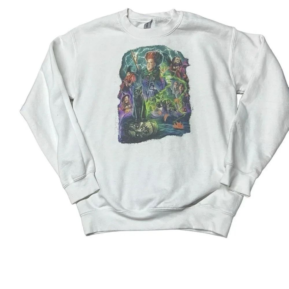 White Heavy Blend Hocus Pocus Pullover Sweatshirt Gildan Women's Halloween men s